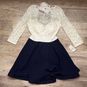 B. Darlin Long Sleeve Lace Top Dress